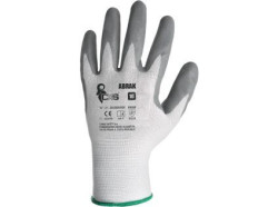 Rukavice CXS ABRAK, m��en� v nitrilu, b�lo-�ed�, blistr, vel. 09